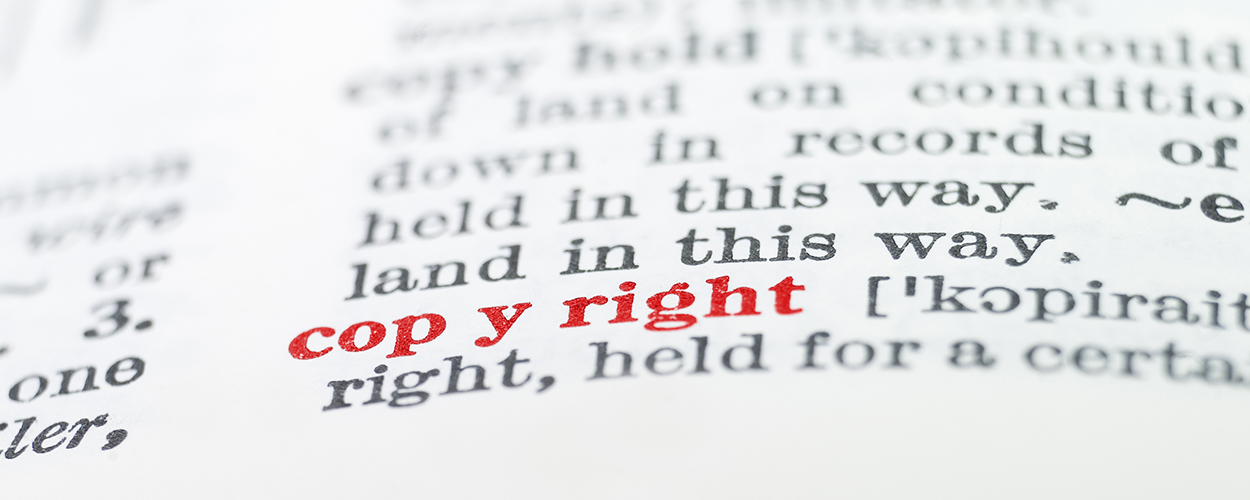 The word 'copyright' highlighted in a dictionary