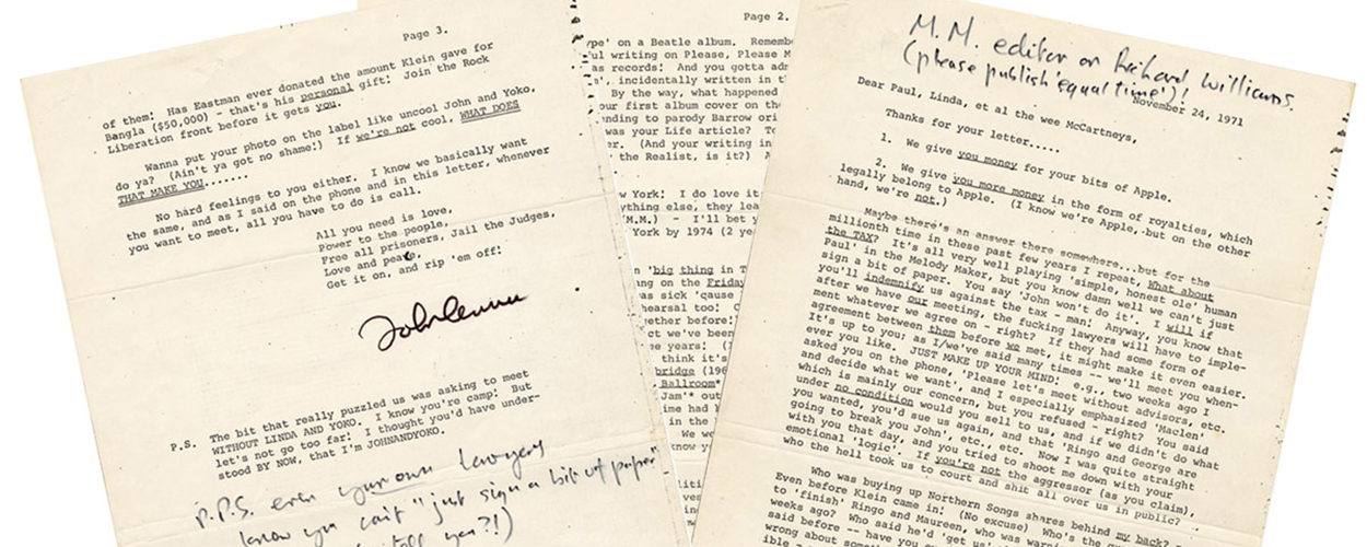 John Lennon's letter to Paul McCartney
